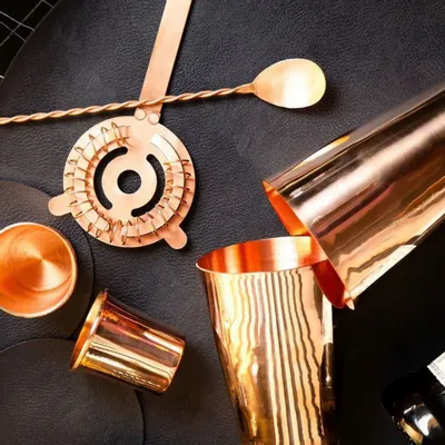 Coffee and tea - Handcrafted Solid Copper Cocktail Set – Shaker, Jiggers, Strainer & Ba - BELS & PEARL
