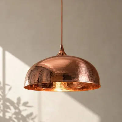 Ceiling lights - Handcrafted Hammered Solid Copper Dome Pendant Light - BELS & PEARL