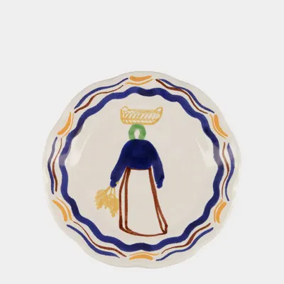 Everyday plates - HAND-PAINTED COMPORTA THE HARVESTER STONEWARE DESSERT PLATE - HOUSE OF CAPRICORN