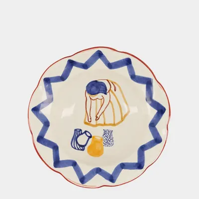 Everyday plates - HAND-PAINTED COMPORTA THE WATER CARRIER STONEWARE  SOUP PLATE - HOUSE OF CAPRICORN