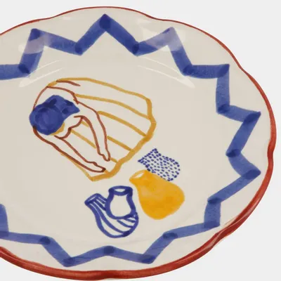 Everyday plates - HAND-PAINTED COMPORTA THE WATER CARRIER STONEWARE DESSERT PLATE - HOUSE OF CAPRICORN