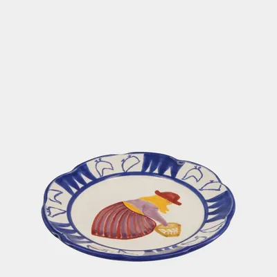 Everyday plates - HAND-PAINTED COMPORTA THE FARMER STONEWARE DESSERT PLATE - HOUSE OF CAPRICORN
