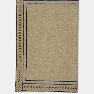 Glass - HAND-EMBROIDERED COMPORTA BEIGE LINEN WITH MULTICOLOR EMBROIDERY PLACE - HOUSE OF CAPRICORN