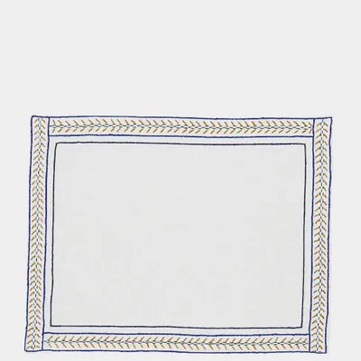Linge de table textile - HAND-EMBROIDERED COMPORTA WHITE LINEN WITH MULTICOLOR EMBROIDERY PLACE - HOUSE OF CAPRICORN