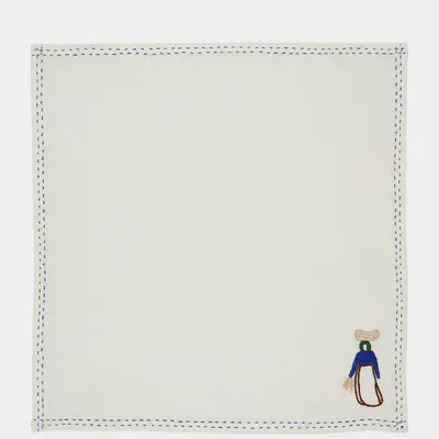 Linge de table textile - HAND-EMBROIDERED COMPORTA THE HARVESTER WHITE LINEN WITH MULTICOLOR EM - HOUSE OF CAPRICORN