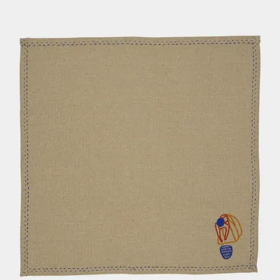 Table linen - HAND-EMBROIDERED COMPORTA THE FARMER BEIGE LINEN WITH MULTICOLOR EMBRO - HOUSE OF CAPRICORN