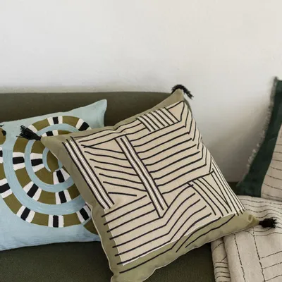 Coussins - Coussin brodé Kori Cèdre 45 x 45 - MAISON VIVARAISE - SDE VIVARAISE WINKLER