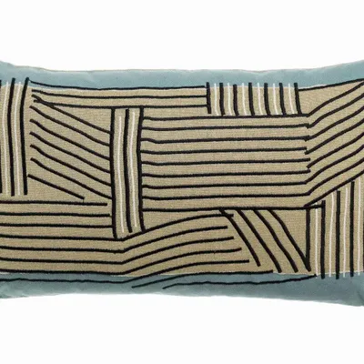 Cushions - Embroidered cushion Kori Ciel 30 X 50 - MAISON VIVARAISE - SDE VIVARAISE WINKLER
