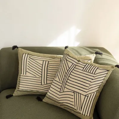 Coussins - Coussin brodé Kori Cèdre 40 x 65 - MAISON VIVARAISE - SDE VIVARAISE WINKLER