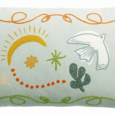 Cushions - Embroidered Cushion Anka Ciel 30 X 50 - MAISON VIVARAISE - SDE VIVARAISE WINKLER
