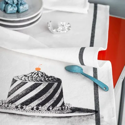 Dish towels - Tea towel Charlotte Blanc 50 X 70 - LA CERISE SUR LE GATEAU