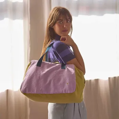Sacs et cabas - Sac week-end Tricolo Lilas ananas 28 x 42 x 20 - LA CERISE SUR LE GATEAU