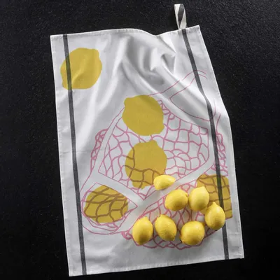 Dish towels - Tea towel with trim Citron Jaune 50 X 70 - LA CERISE SUR LE GATEAU