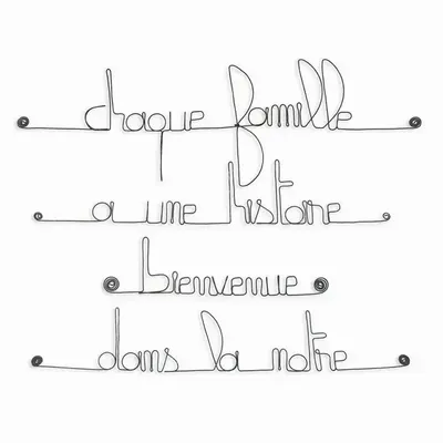 Autres décorations murales - Décoration murale en fil de fer - "Citation Famille " - BIJOUX DE MUR