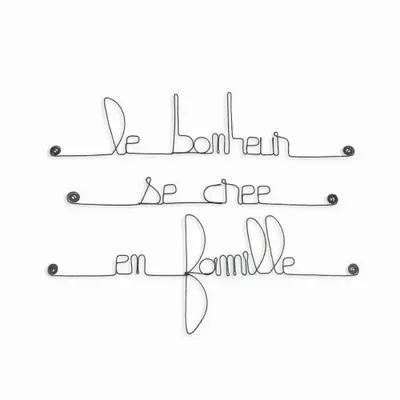 Other wall decoration - Wire Wall Decor Quote " Happiness is created in family " - BIJOUX DE MUR
