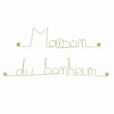 Autres décorations murales - Décoration Murale en Fil de Laiton Doré "Maison du bonheur" - BIJOUX DE MUR
