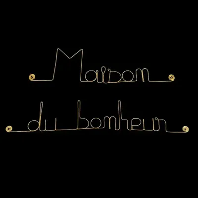 Autres décorations murales - Décoration Murale en Fil de Laiton Doré "Maison du bonheur" - BIJOUX DE MUR