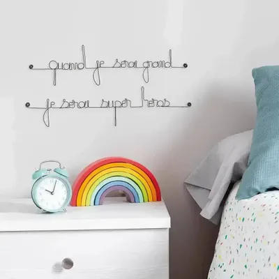 Objets déco enfant - Citation "Quand je serai grand, je serai super héros" - BIJOUX DE MUR