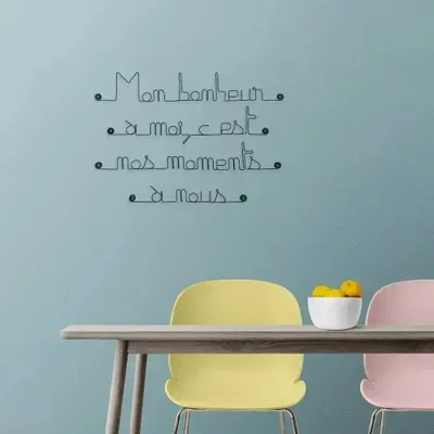 Autres décorations murales - Citation déco en fil de fer " Bonheur et Amour " - à punaiser - BIJOUX DE MUR
