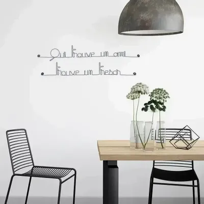 Cadeaux - Citation en fil de fer " Qui trouve un ami trouve un trésor - BIJOUX DE MUR