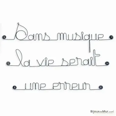 Autres décorations murales - Citation en fil de fer sur la Musique - BIJOUX DE MUR