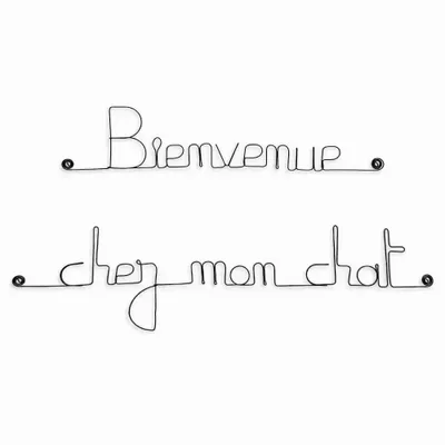 Autres décorations murales - Déco en métal " Bienvenue chez mon chat " - BIJOUX DE MUR