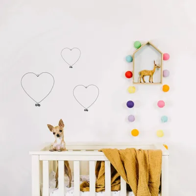 Chambres d'enfants - Décoration murale en fil de fer " Trio Coeurs Panachés " - BIJOUX DE MUR