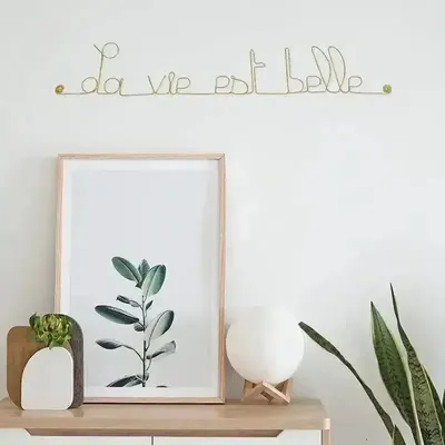 Other wall decoration - Gold Brass Wire Wall Decor\" Life is Beautiful\ " - BIJOUX DE MUR