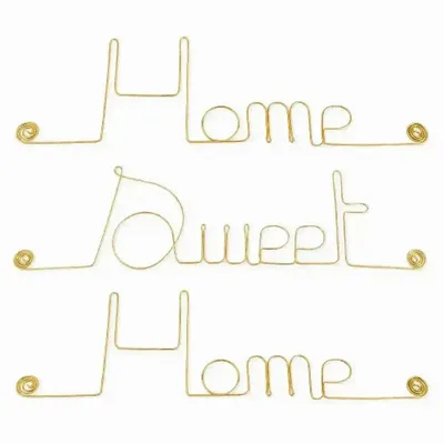 Autres décorations murales - Décoration Murale en fil de Laiton Doré : "Home Sweet Home" - BIJOUX DE MUR
