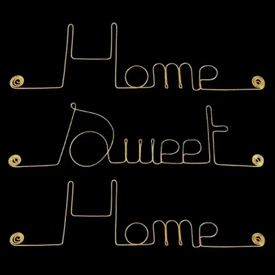 Autres décorations murales - Décoration Murale en fil de Laiton Doré : "Home Sweet Home" - BIJOUX DE MUR