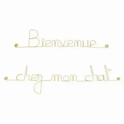 Autres décorations murales - Décoration Murale en laiton doré " Bienvenue chez mon chat " - BIJOUX DE MUR