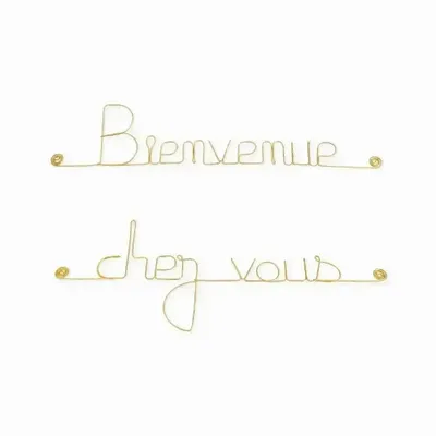 Autres décorations murales - Décoration Murale en Laiton Doré " Bienvenue chez vous " - BIJOUX DE MUR
