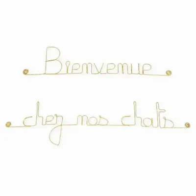 Autres décorations murales - Décoration Murale en laiton doré " Bienvenue chez nos chats" - BIJOUX DE MUR