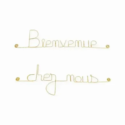 Other wall decoration - Wall decoration Golden brass wire "Welcome to our home" - BIJOUX DE MUR