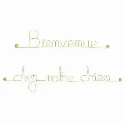 Autres décorations murales - Décoration Murale laiton doré "Bienvenue chez notre chien" - BIJOUX DE MUR
