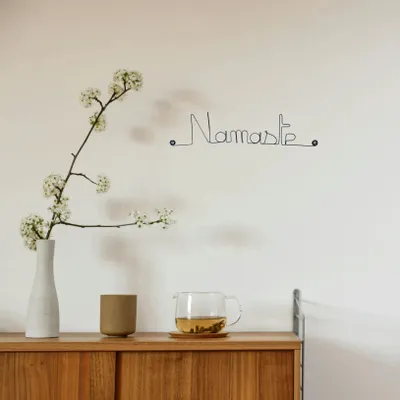 Other wall decoration - Yoga wall decoration in wire "Namaste" to pin - BIJOUX DE MUR