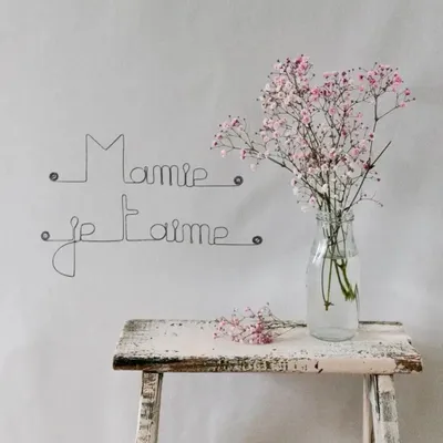 Autres décorations murales - Fête des Grand-Mères " Mamie je t'aime " - en Fil de Fer - BIJOUX DE MUR