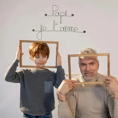 Autres décorations murales - Fête des Grand-Pères " Papi je t'aime " - en Fil de Fer - BIJOUX DE MUR