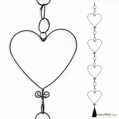 Other wall decoration - Wire garland - Heart - Black - hanging - BIJOUX DE MUR