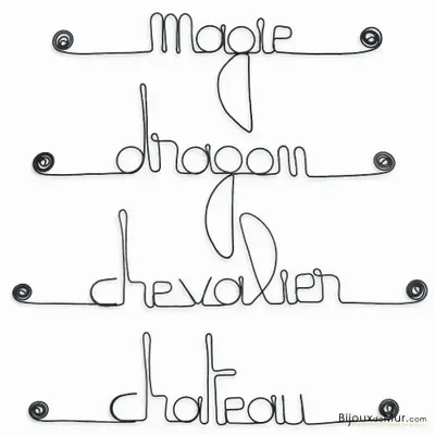Objets déco enfant - Lot de petits messages en fil de fer - GARÇON - Décoration Chambre - BIJOUX DE MUR