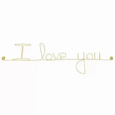 Other wall decoration - Valentine's Day Love Message in Gold Brass Wire "I love you" - BIJOUX DE MUR
