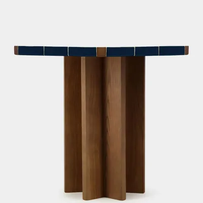 Dining Tables - LISBOA BLUE CERAMIC TILE AND ASH WOOD DINING TABLE - HOUSE OF CAPRICORN