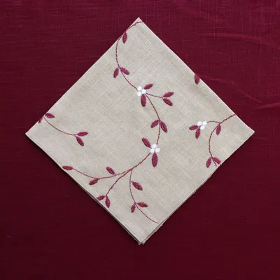 Table linen - Embroidered Linen Napkin | VISCHIO Bordeaux - GIARDINO SEGRETO