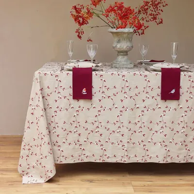 Table linen - Embroidered Linen Napkin | VISCHIO Bordeaux - GIARDINO SEGRETO