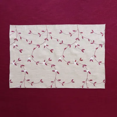 Table linen - Embroidered Linen Placemat | VISCHIO Bordeaux - GIARDINO SEGRETO
