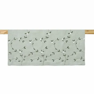 Table linen - Embroidered Linen Table Runner | VISCHIO Green - GIARDINO SEGRETO