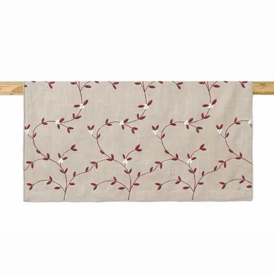 Table linen - Embroidered Linen Table Runner | VISCHIO Bordeaux - GIARDINO SEGRETO