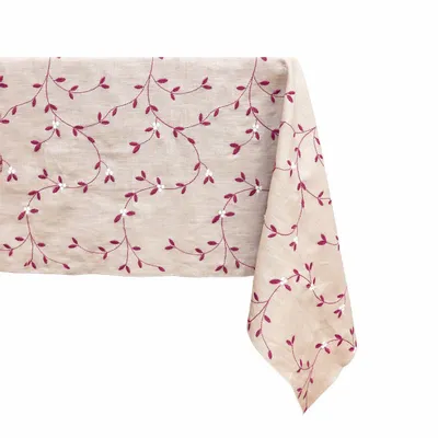 Table linen - Embroidered Linen Tablecloth | VISCHIO Bordeaux - GIARDINO SEGRETO