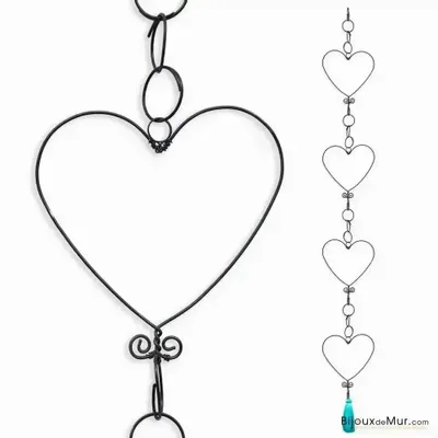 Objets de décoration - Guirlande en fil de fer - Coeur - Bleu - à suspendre - BIJOUX DE MUR