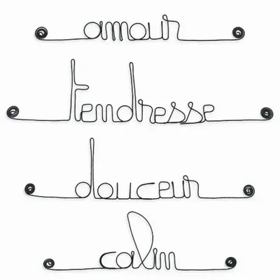 Objets déco enfant - Lot de petits messages en fil de fer - NAISSANCE - BIJOUX DE MUR